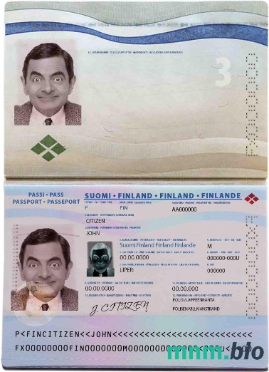 Przykład paszportu Finlandii w formacie PSD, w pełni edytowalny
